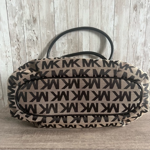 Michael Kors Black and Tan East and West Shoulder Bag with Monogram - Picture 2 of 5